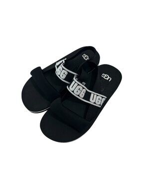 UGG Girls Zuma Sling Sport Sandals Black/White SZ 3 Lightweight Elastic Straps